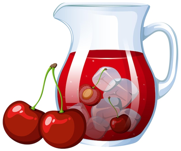 Refreshing cherry fruit juice illustration