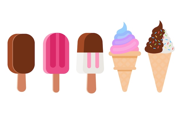 Free vector refreshing ice cream collection flat design