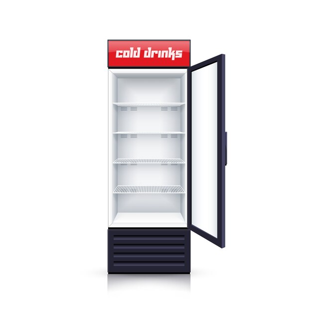 Refrigerator Empty Open Realistic Illustration