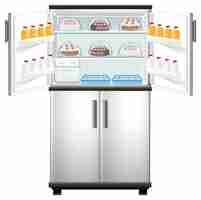 Free vector refrigerator with lots of food