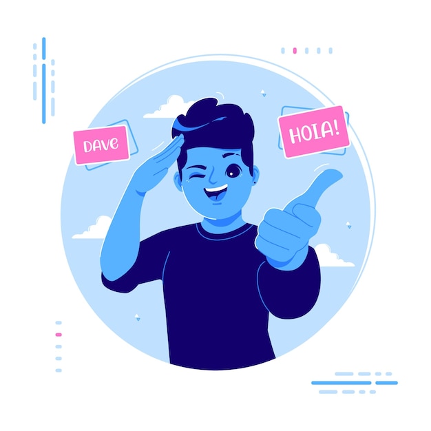 Free vector regards concept hello from dave illustration