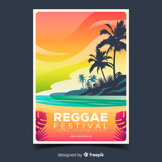 Free vector reggae festival poster with gradient illustration