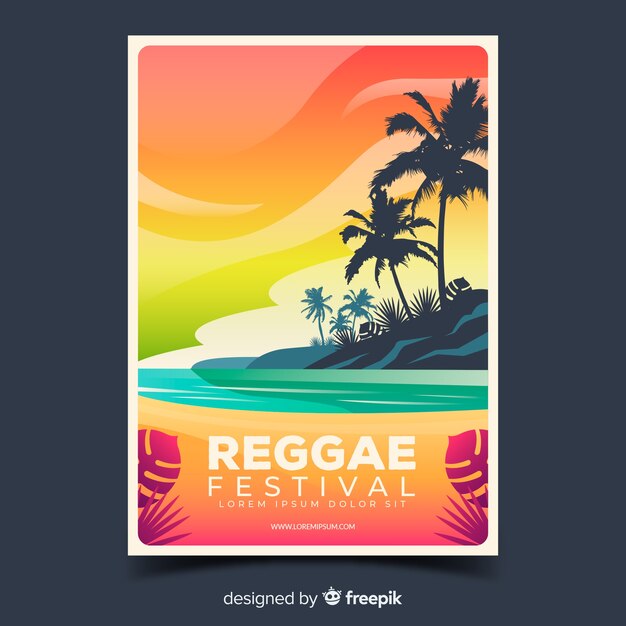Reggae festival poster with gradient illustration