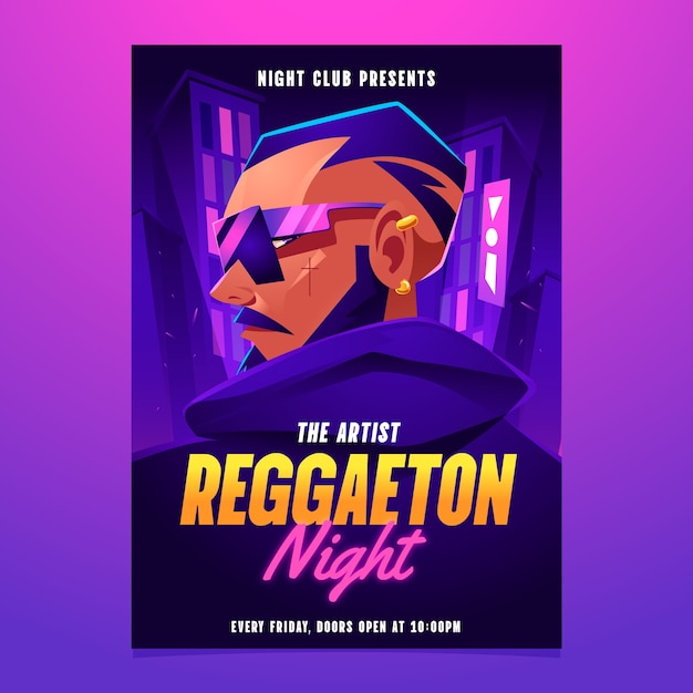 Vettore gratuito modello di poster per feste di reggaeton