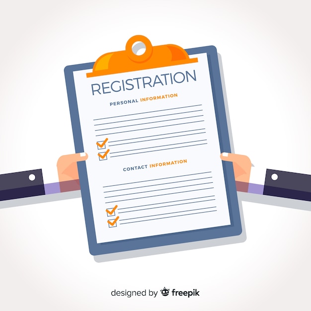 Registration form template with flat design