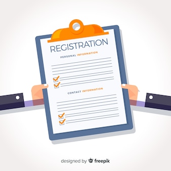 Registration form template with flat design