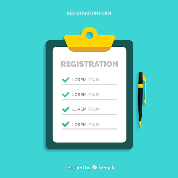 Modello di modulo di registrazione con design piatto