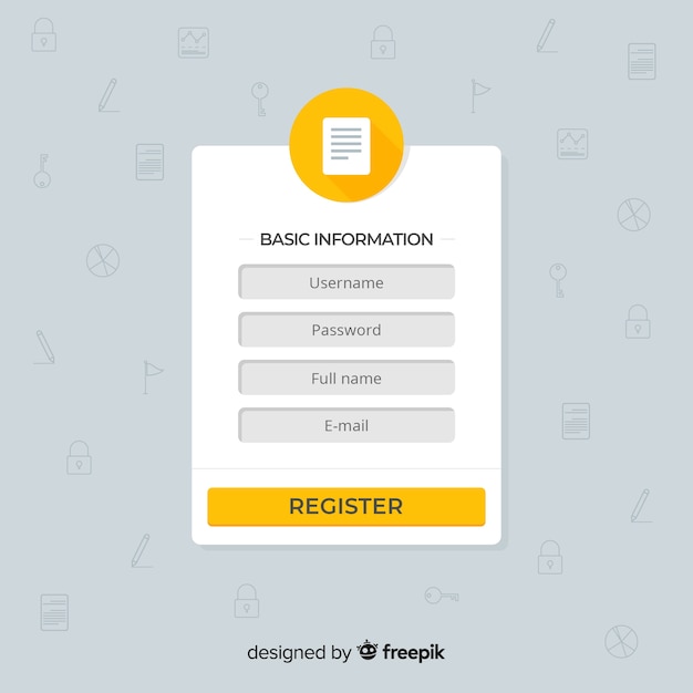 Free vector registration form template with flat design