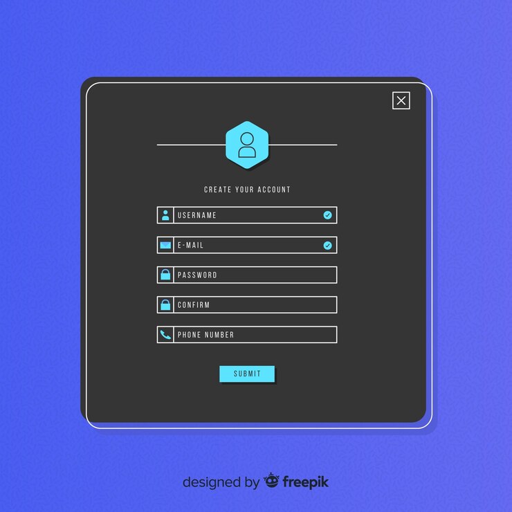Free Vector registration form template with flat design