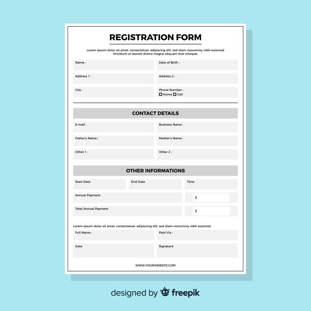 Registration form