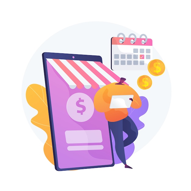 Free vector regular money transfer, cash transaction, planned payment. online banking, remittance, personal account management. money addresser cartoon character. vector isolated concept metaphor illustration.