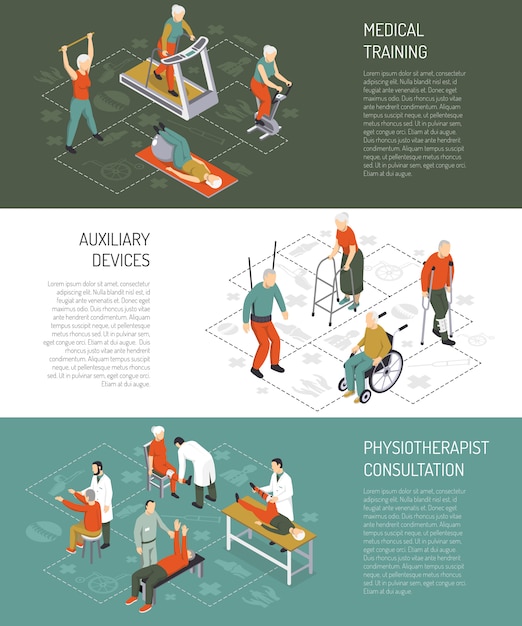 Rehabilitation isometric horizontal banners