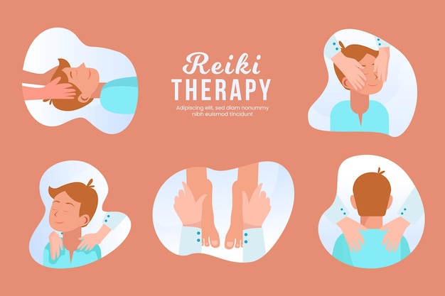 Vettore gratuito disegno del modello di terapia reiki