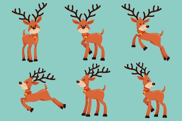 Reindeer characters in various poses and scenes