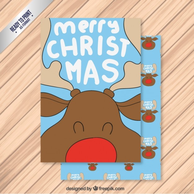 Free vector reindeer christmas card