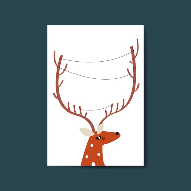 Free vector reindeer head with lines around horn vector