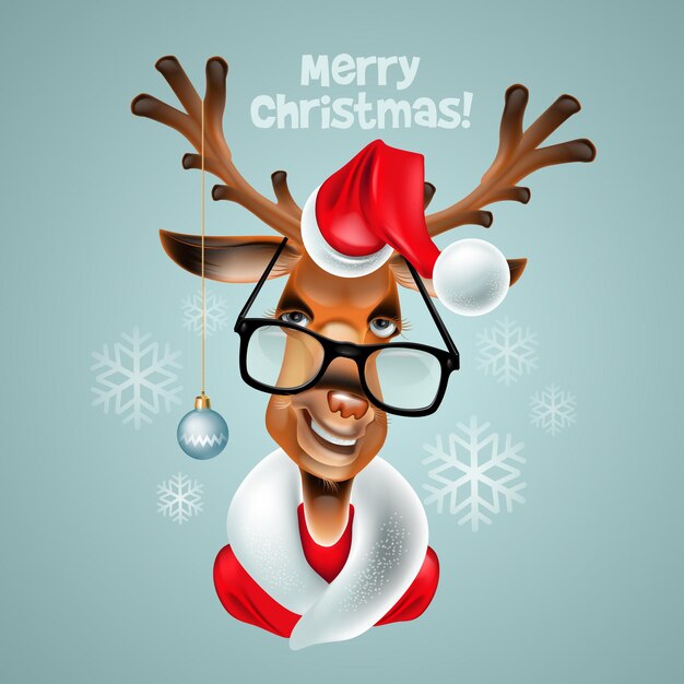 Reindeer hipster. Santa Claus Vector EPS 10