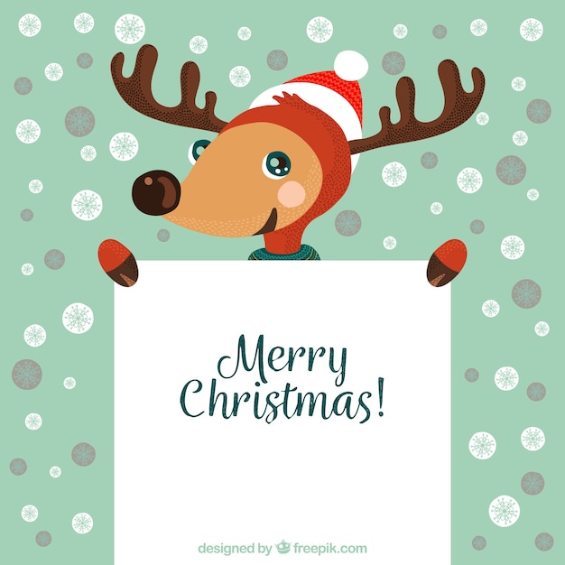 Reindeer holding christmas greeting template