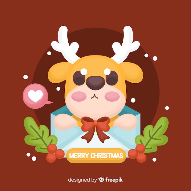 Free vector reindeer letter christmas background