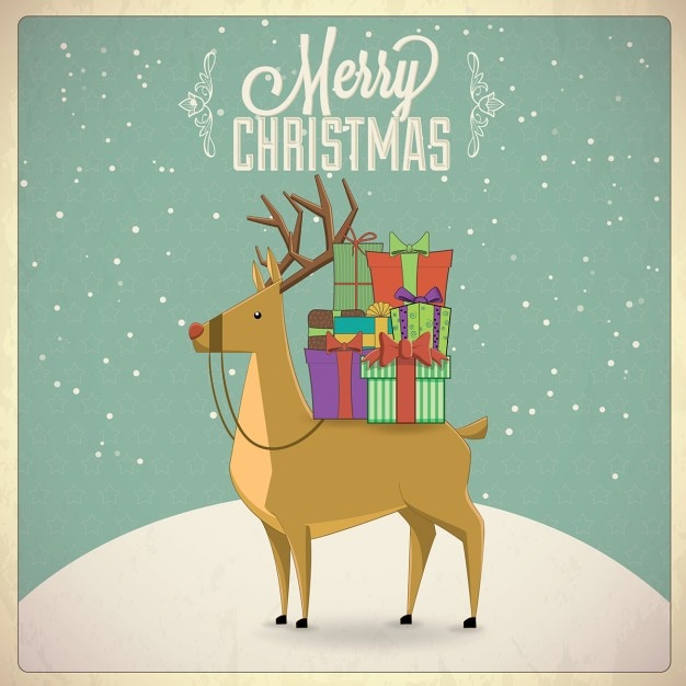 Free vector a reindeer with christmas gifts