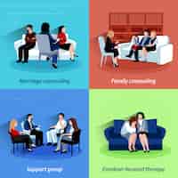 Free vector relationship counseling 4 flat icons quare