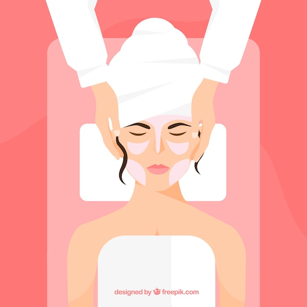 Free vector relaxed woman in a spa