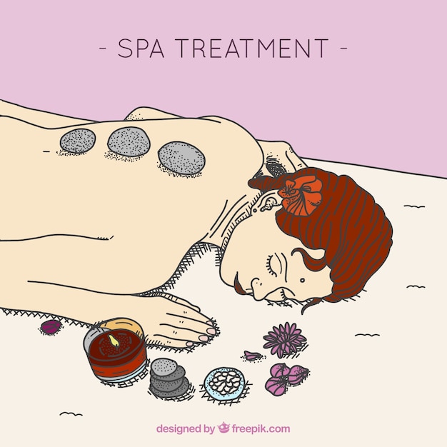 Free vector relaxed woman in a spa