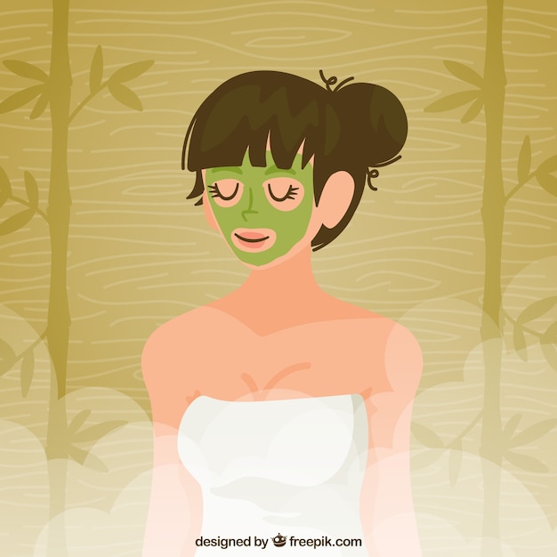 Free vector relaxed woman in a spa