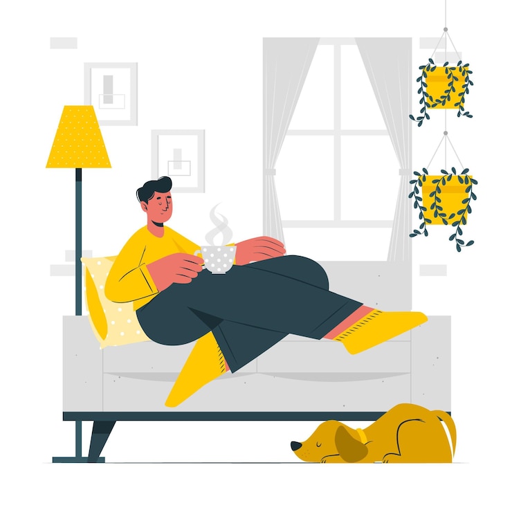 Free Vector relaxing at home concept illustration