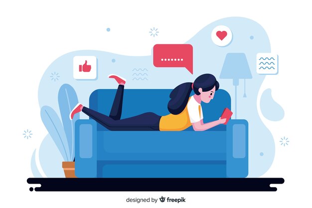 Relaxing at home concept illustration