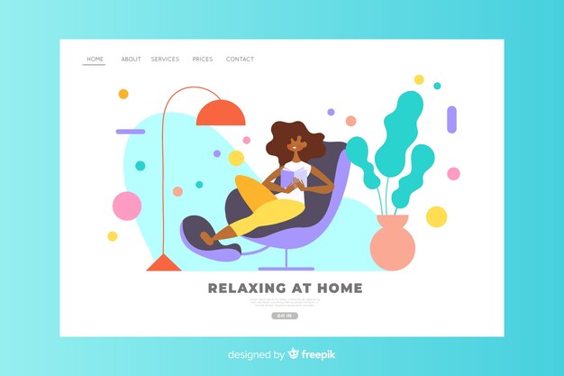 Relaxing at home concept for landing page