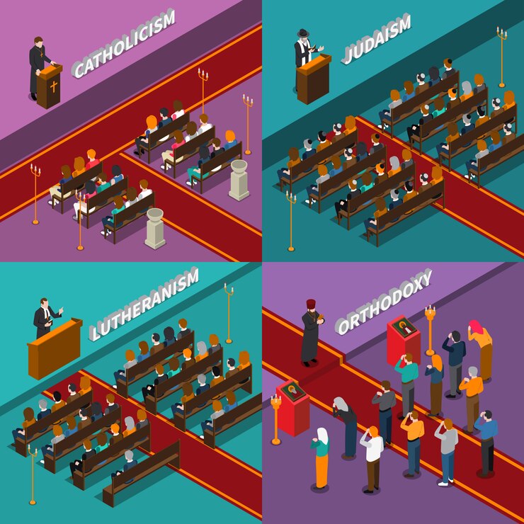 Free Vector religion and people isometric illustration