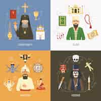 Бесплатное векторное изображение Религии концепция элементов и персонажей