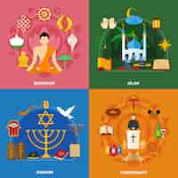 Free vector religions icon set