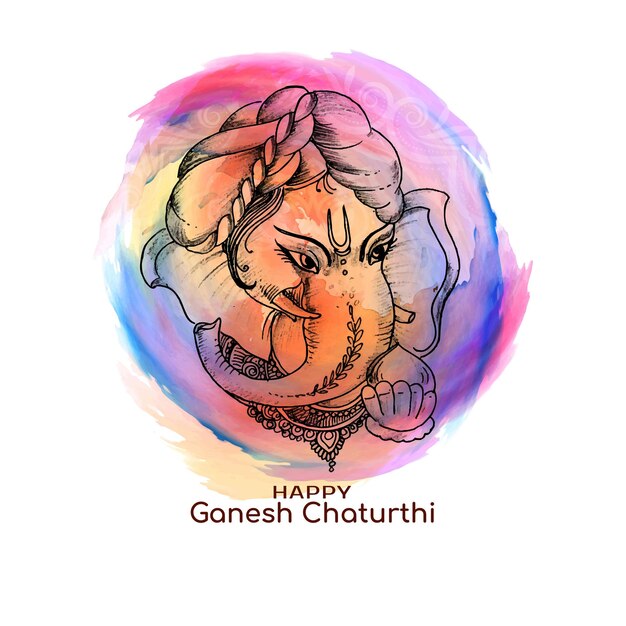 Религиозная красивая поздравительная открытка фестиваля Happy Ganesh Chaturthi