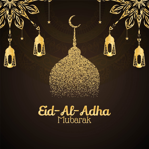 Religious eid al adha mubarak decorative card
