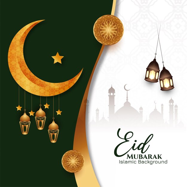 Religious Eid Mubarak festival celebration Islamic background design vector