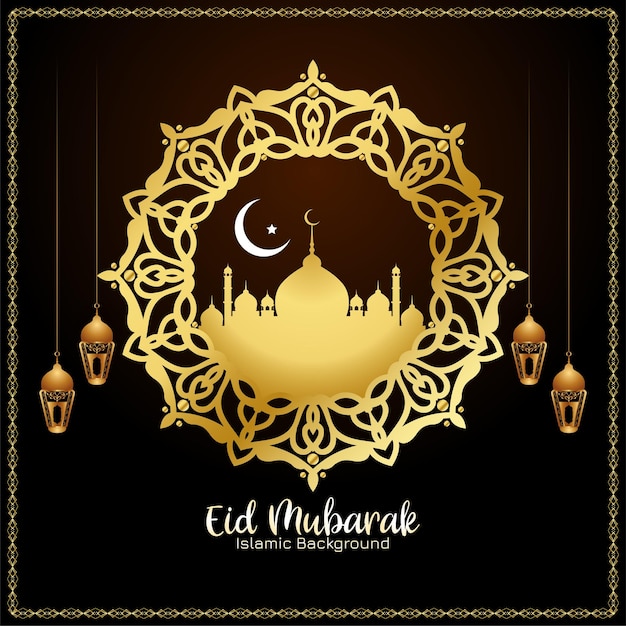 Religious eid mubarak festival celebration islamic background design vector