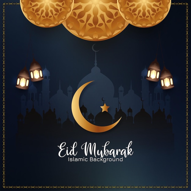 Religious eid mubarak festival celebration islamic background design vector Premium Vector