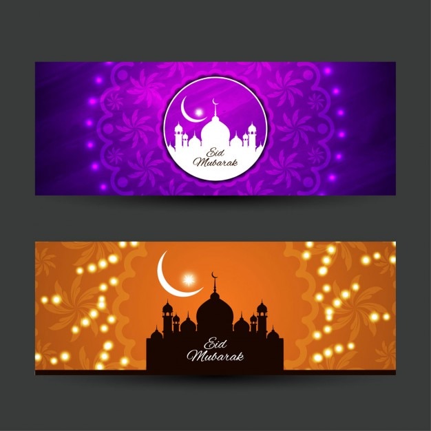 Free vector religious eid mubarak islamic banners