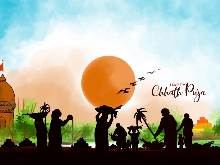 मुफ़्त वेक्टर धार्मिक छठ पूजा भारतीय त्योहार की शुभकामनाएँ पृष्ठभूमि वेक्टर