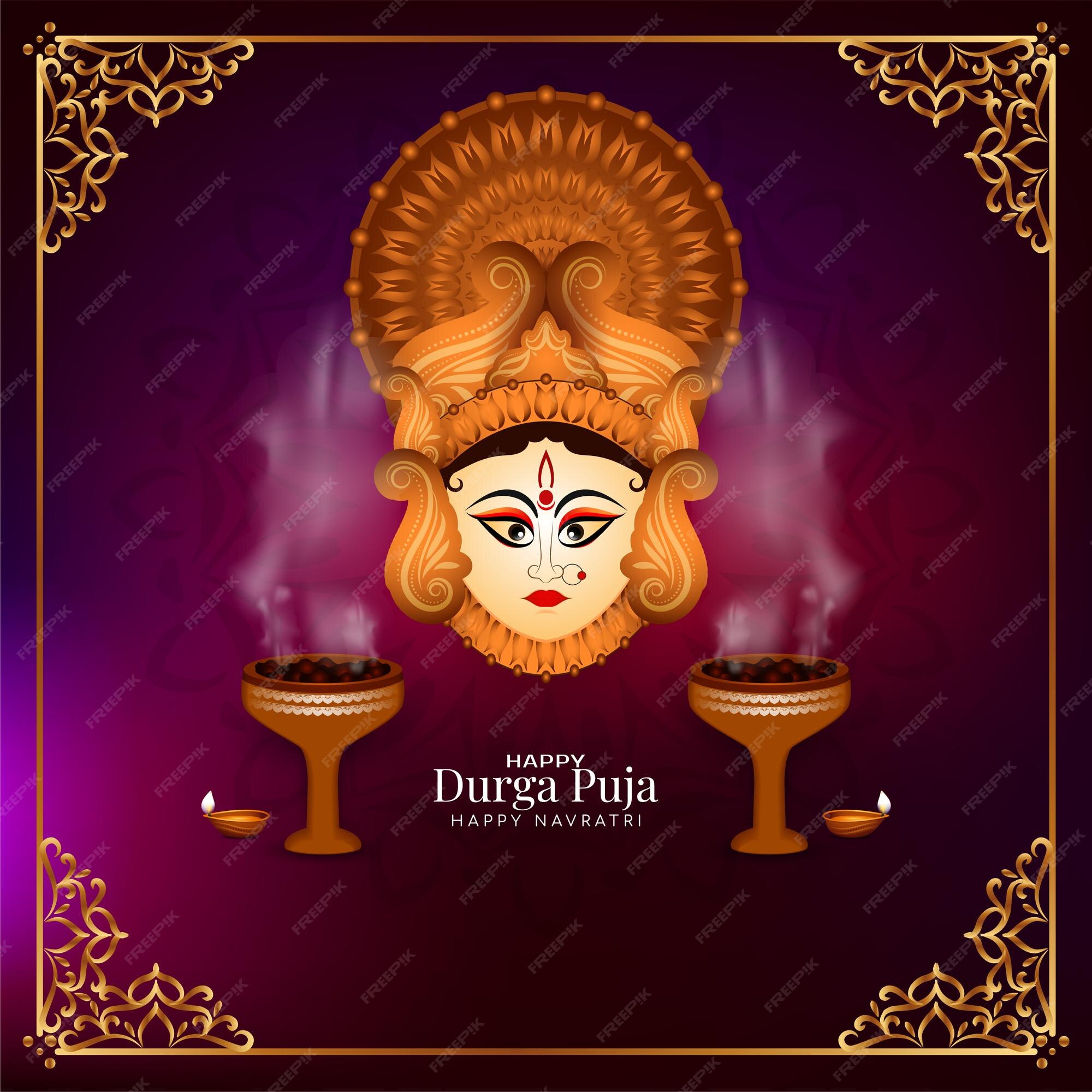 Free Vector | Religious happy durga puja and happy navratri festival  beautiful background