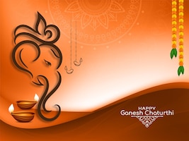 自由向量宗教快乐ganesh设立印度节日背景矢量