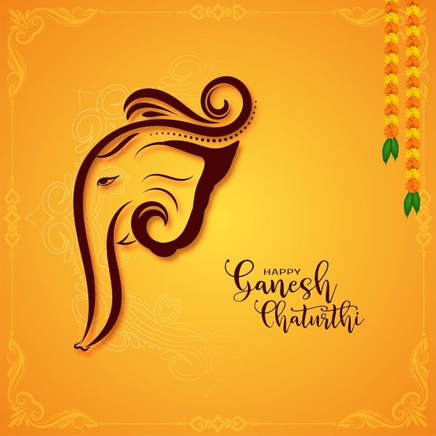 Free vector religious happy ganesh chaturthi indian festival yellow background