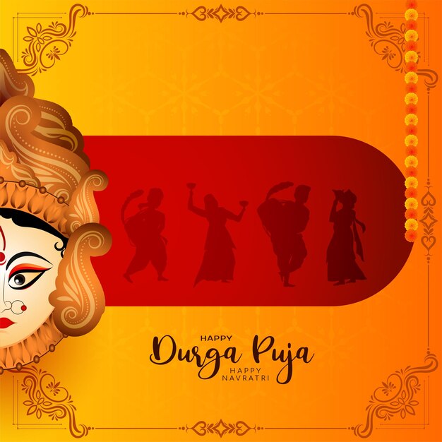 Free vector religious happy navratri and durga puja festival greeting card vector