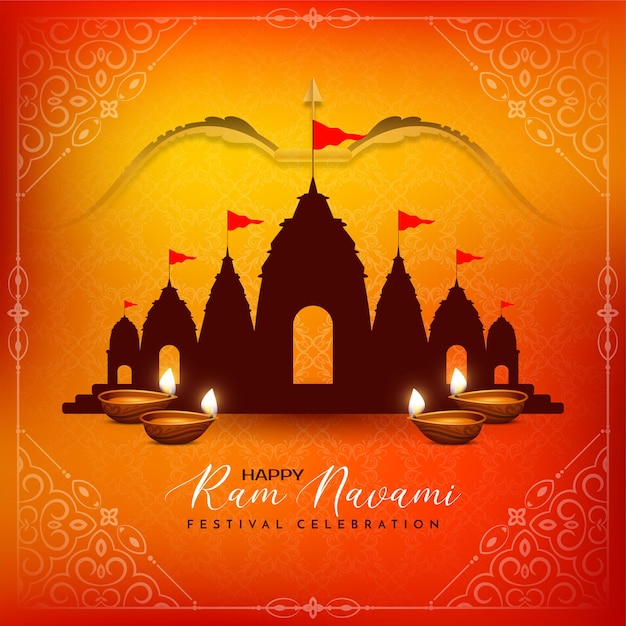 Религиозный индийский фестиваль happy ram navami приветствие вектор фона