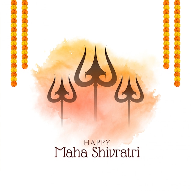 Religious maha shivratri watercolor greeting card