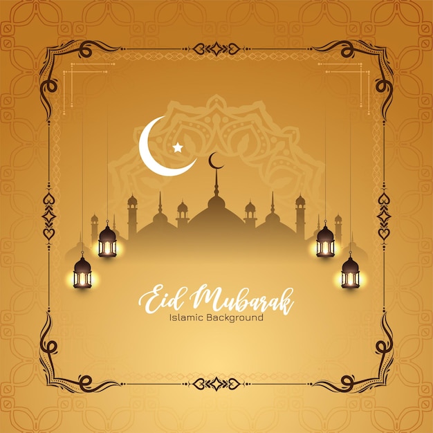 Religious muslim festival eid mubarak celebration background design vector