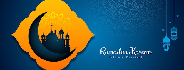 Vettore gratuito religioso ramadan kareem festival islamico banner design vettoriale