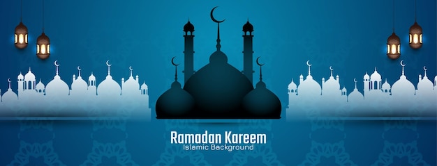 Vettore gratuito religioso ramadan kareem festival islamico banner design vettoriale